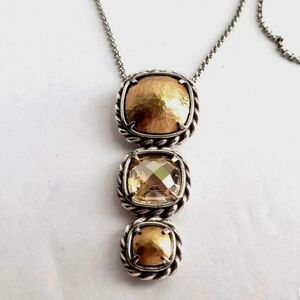 NWOT BRIGHTON  Hammered Gold Yellow Crystal Pendant NECKLACE